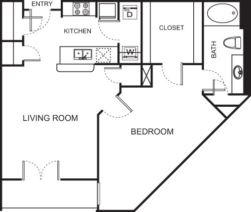 One Bedroom- 2510 Floorplan Image